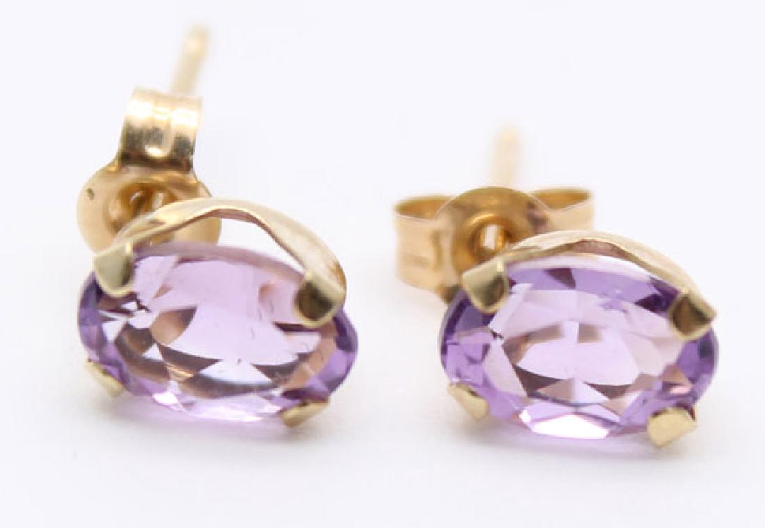 LADIES 14K YELLOW GOLD AMETHYST EARRINGS (1 of 3)