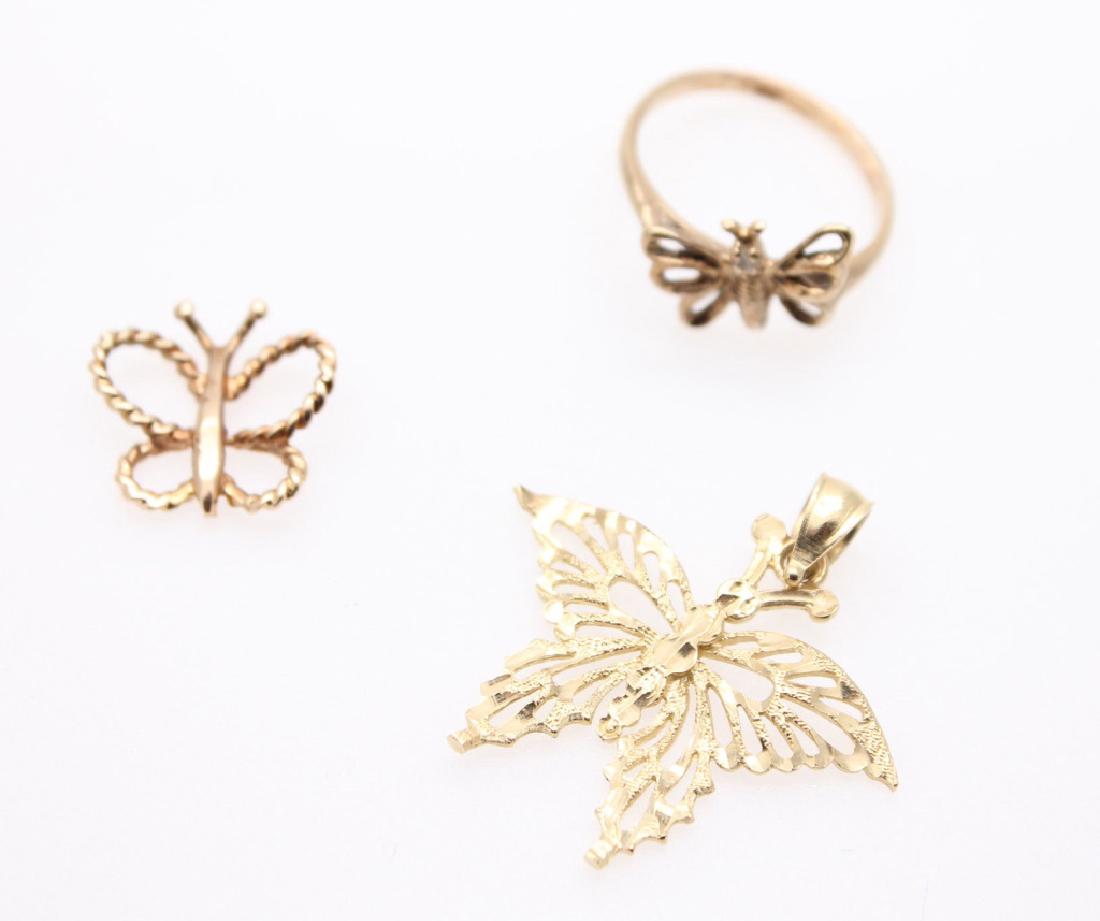 14K & 10K YELLOW GOLD BUTTERFLY JEWELRY (1 of 4)