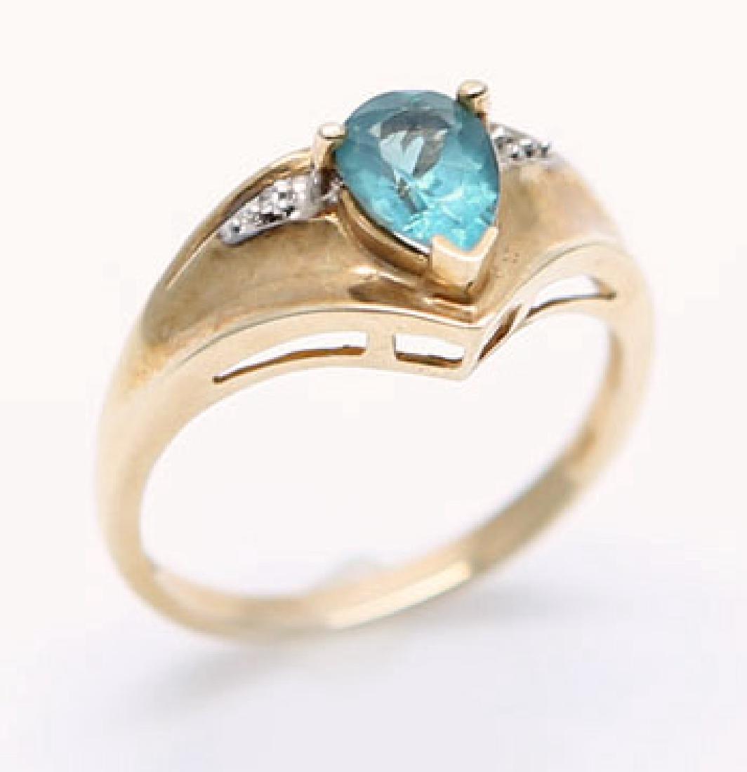 LADIES 10K YELLOW GOLD TOURMALINE & DIAMOND RING (1 of 3)