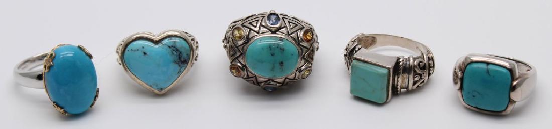 5 STERLING SILVER & TURQUOISE FASHION RINGS (1 of 4)