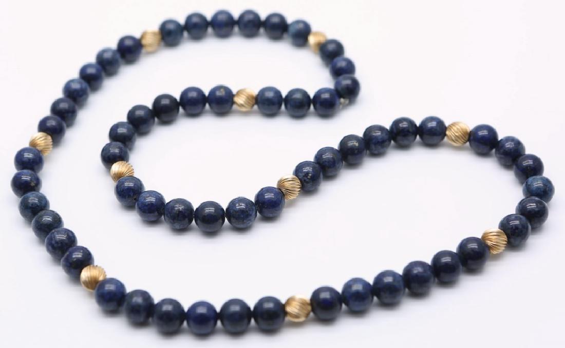 LAPIS LAZULI & 10K YELLOW GOLD BEADED NECKLACE (1 of 2)