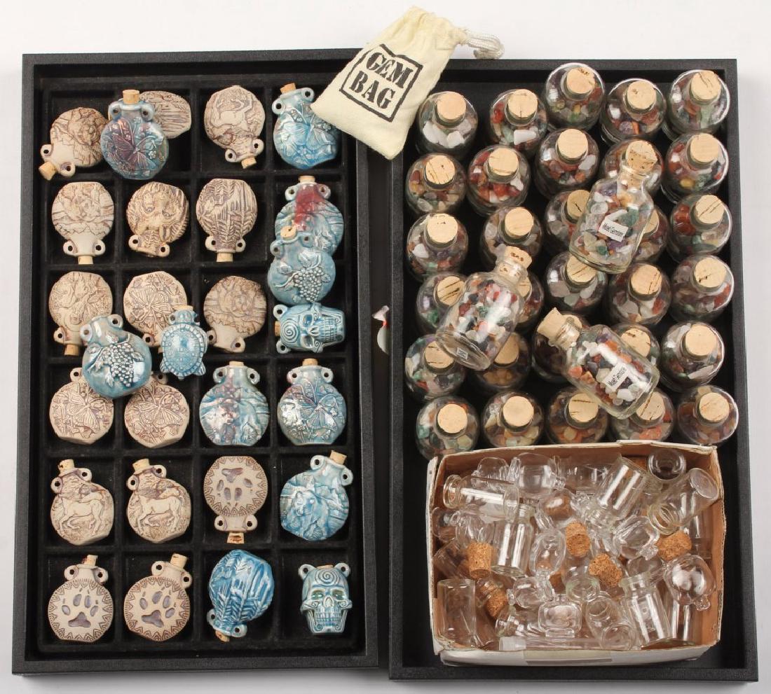 CERAMIC SNUFF BOTTLES MIXED GEMSTONE BOTTLES (1 of 6)