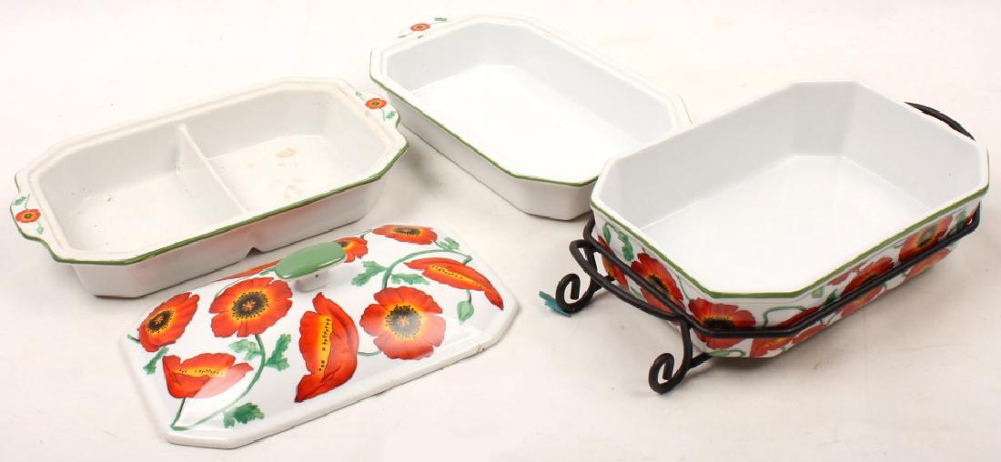 PORCELAIN POPPY MOTIF SERVING DISH SET (1 of 5)