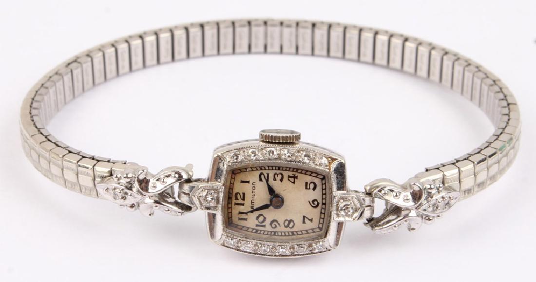 LADIES 14K WHITE GOLD HAMILTON DIAMOND WRISTWATCH (1 of 5)