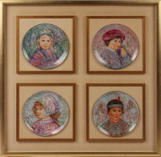 Framed Set Of 4 Edna Hibel Collector's Plates