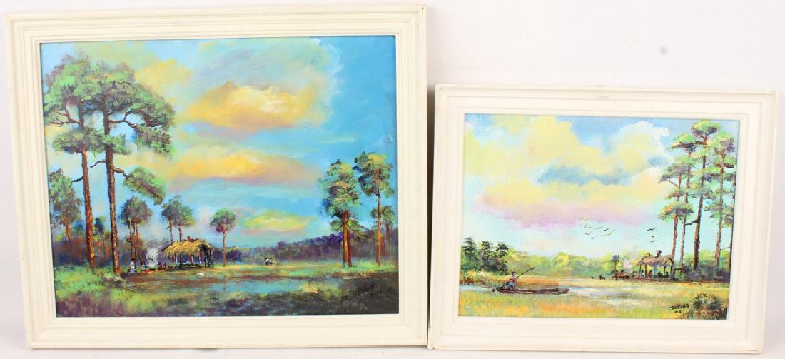 2 JERRY DEVANE FLORIDA LANDSCAPE OIL ON MASONITE (1 of 5)