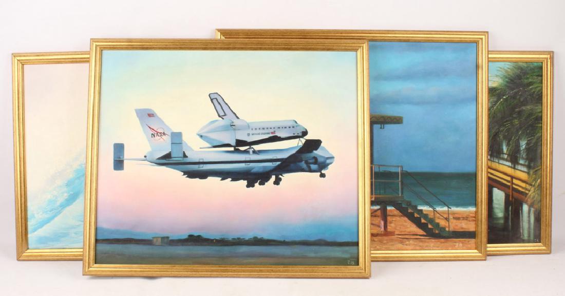 4 JUNIOR BROWN PAINTINGS OIL ON BOARD (1 of 5)