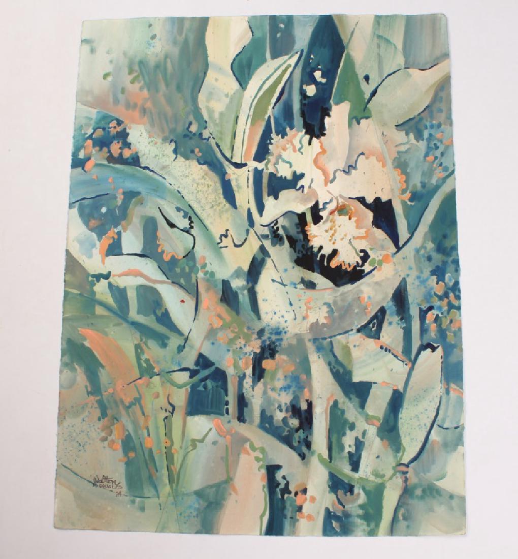 M. DOUGLAS WALTON FOLIAGE WATERCOLOR ON PAPER: M. DOUGLAS WALTON FOLIAGE WATERCOLOR ON PAPER M. Douglas Walton (American, contemporary) watercolor on paper depicting a foliage design. Signed and dated 1984 in the lower left corner. Unframed. Shipp