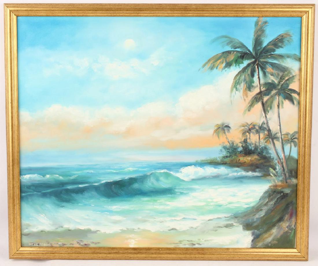 OTEE ADAMS FLORIDA PALM TREE OCEAN OIL ON BOARD (1 of 4)