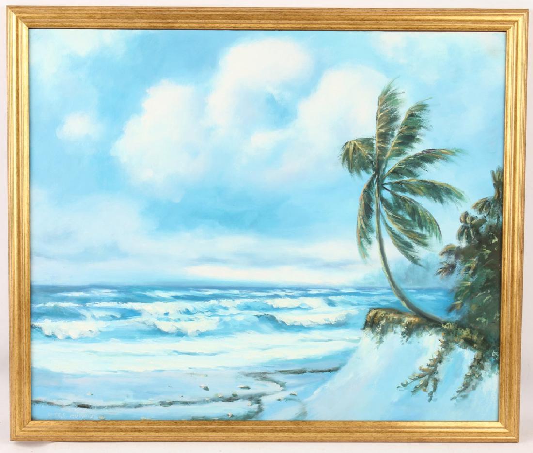 OTEE ADAMS FLORIDA PALM TREE OCEAN OIL ON BOARD (1 of 4)