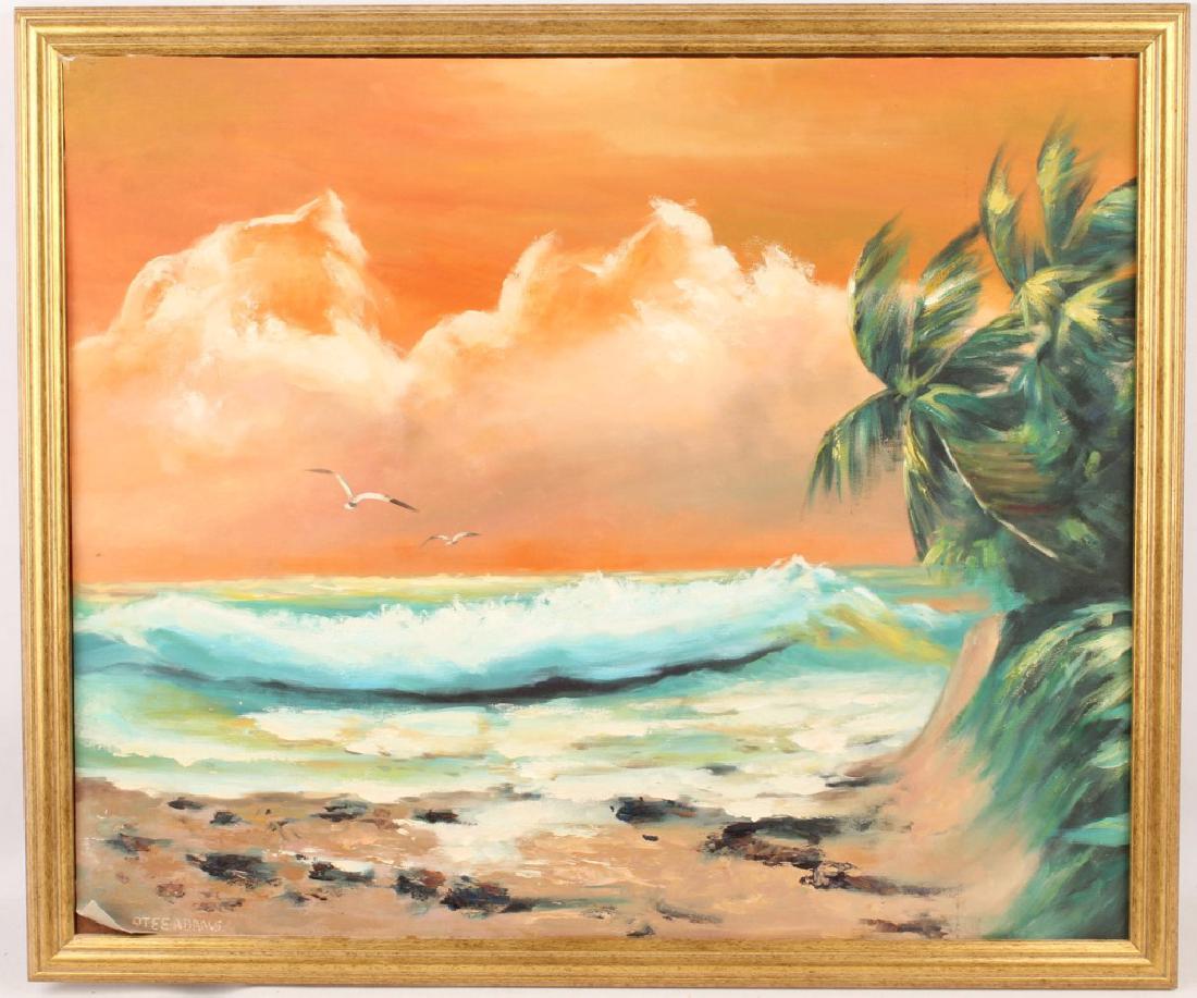 OTEE ADAMS FLORIDA OCEAN SUNSET SCENE OIL ON BOARD (1 of 4)