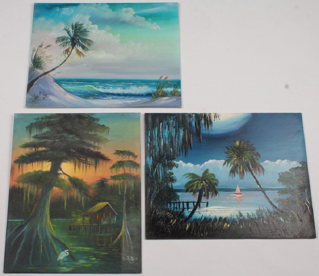 3 PAT ROLLINS OIL ON BOARD PAINTINGS (1 of 7)