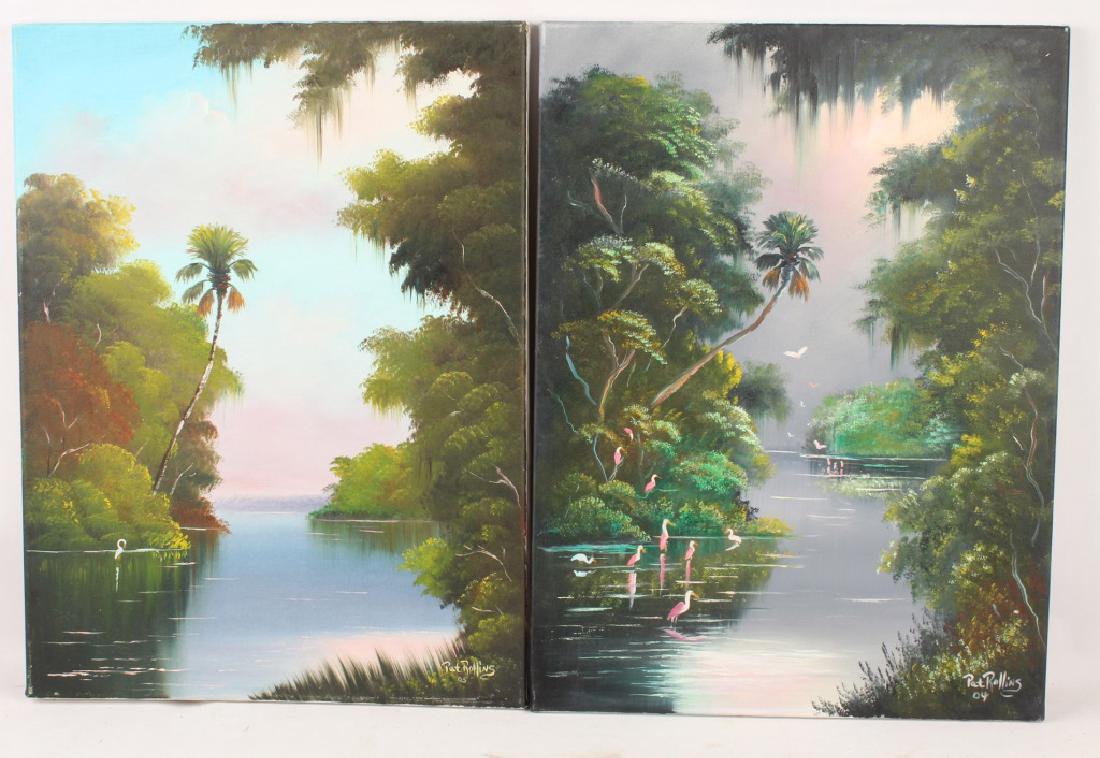 2 PAT ROLLINS OIL ON CANVAS WETLAND SCENES (1 of 5)