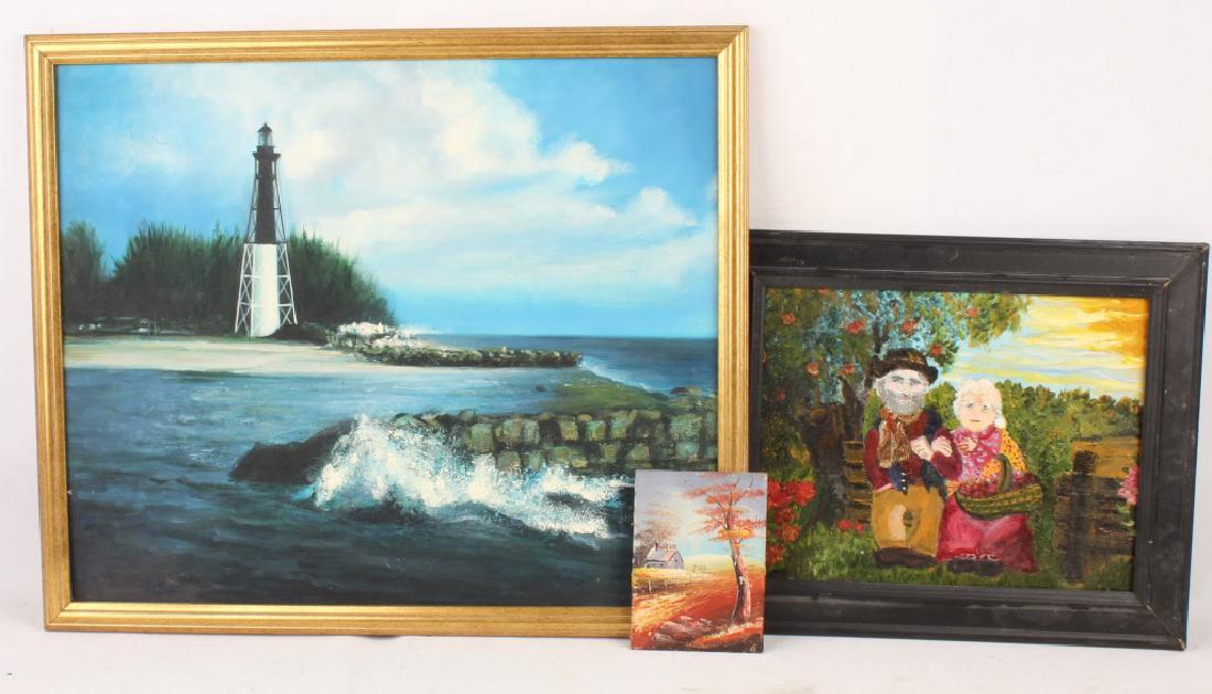 3 OIL ON CANVAS & BOARD PAINTINGS (1 of 3)