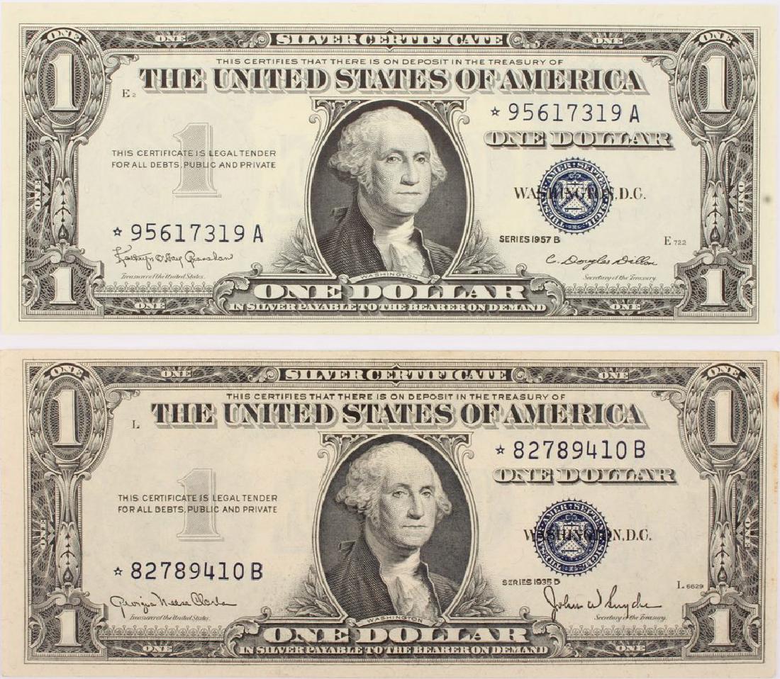 2 $1.00 BLUE SEAL SILVER CERTIFICATE STAR NOTES (1 of 4)
