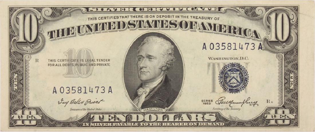 $10.00 SILVER CERTIFICATE SERIES 1953 ERROR NOTE (1 of 2)