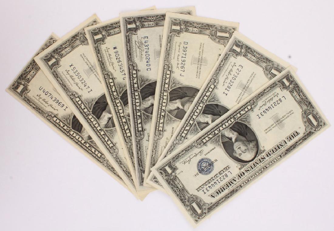 7 $1.00 BLUE SEAL SILVER CERTIFICATE 1935 NOTES (1 of 3)