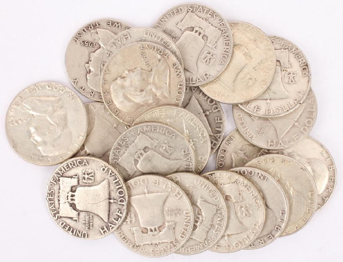 20 U.S. FRANKLIN SILVER HALF DOLLARS (1 of 5)