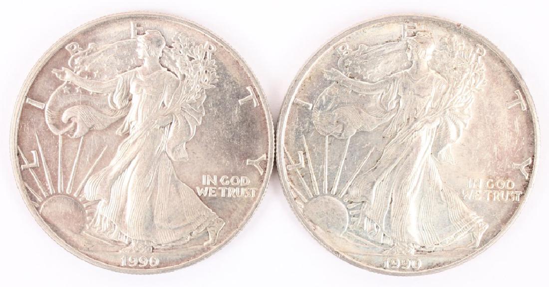 (2) 1990 AMERICAN SILVER EAGLE 1 OZ. COINS (1 of 2)