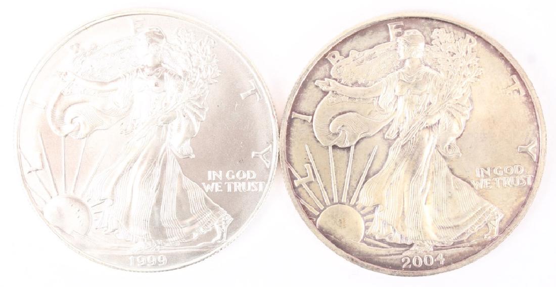 1999 & 2004 AMERICAN SILVER EAGLE 1 OZ. COINS (1 of 2)