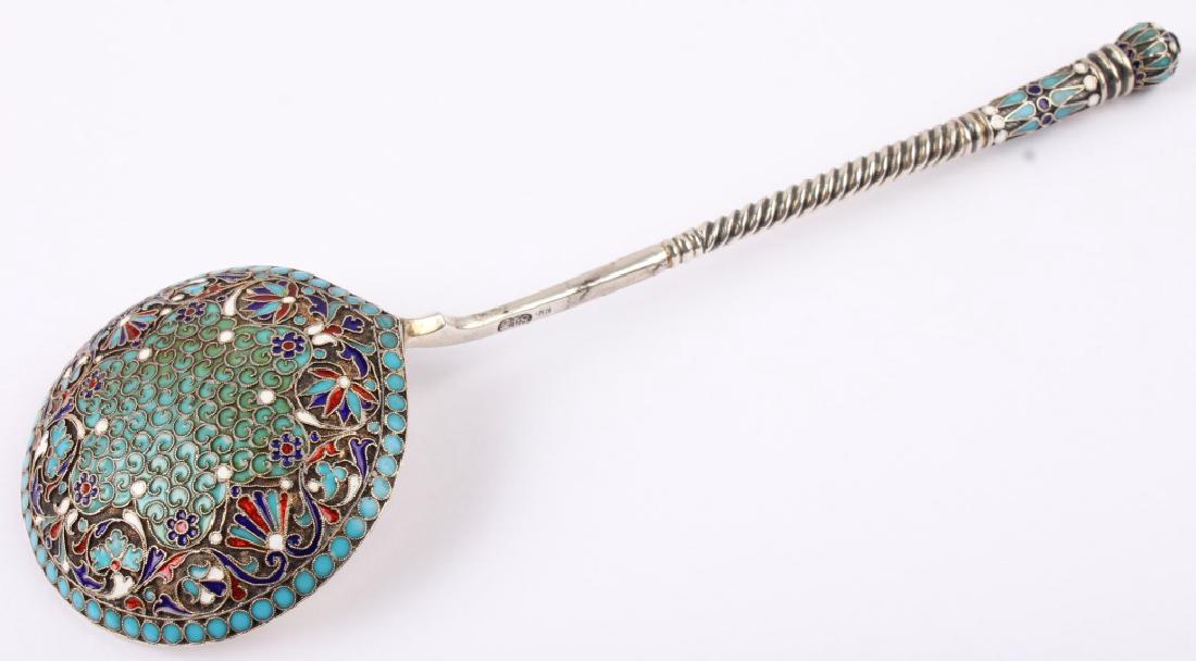 875 SILVER RUSSIAN ENAMEL SPOON (1 of 5)