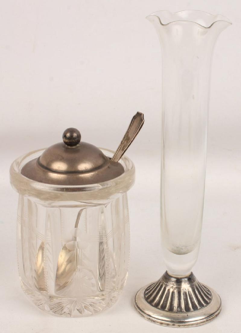 GLASS & STERLING SILVER VASE & CONDIMENT JAR (1 of 5)