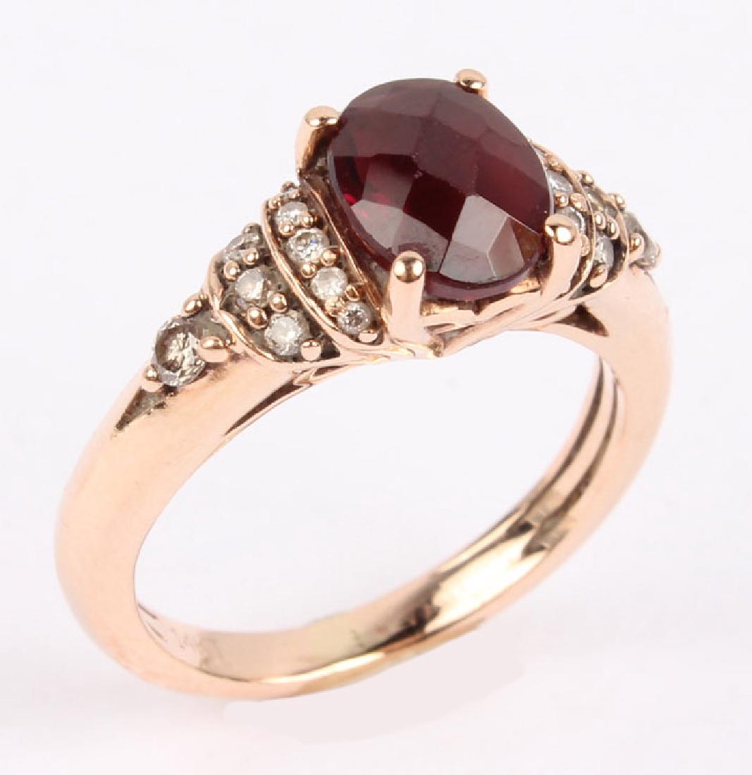 LEVIAN 14K ROSE GOLD RHODOLITE GARNET DIAMOND RING (1 of 5)
