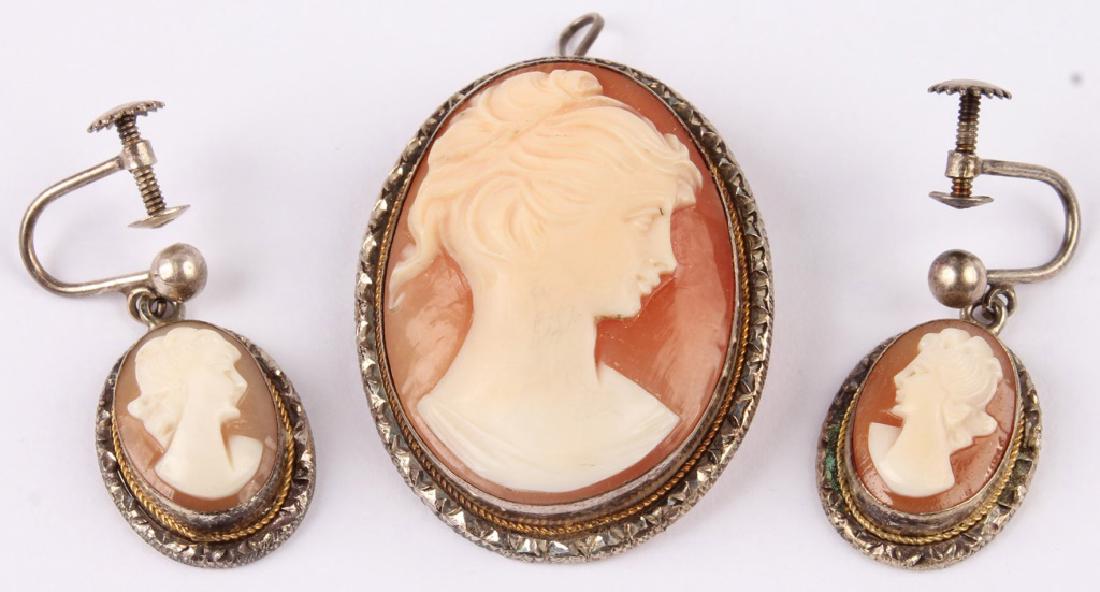 .800 SILVER ITALIAN CAMEXCO CAMEO PENDANT EARRINGS (1 of 5)