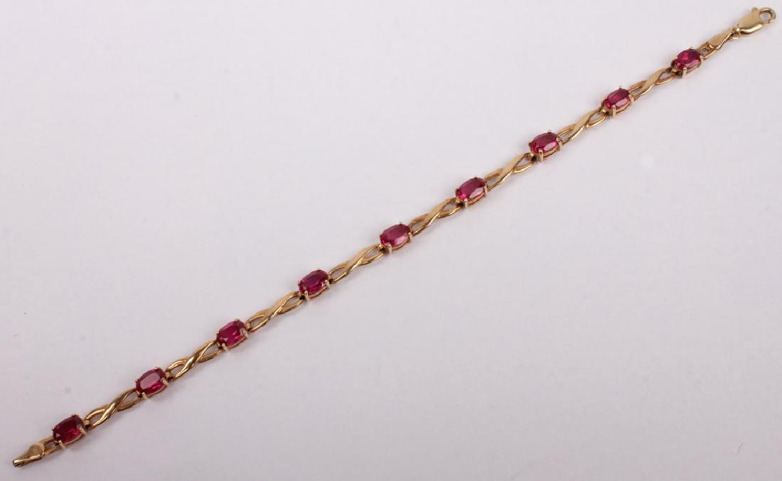 10K YELLOW GOLD RED SPINEL BRACELET (1 of 2)