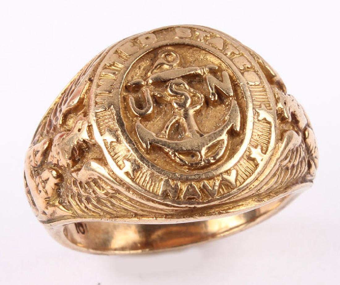 MEN'S 10K YELLOW GOLD UNITED STATES NAVY USN RING