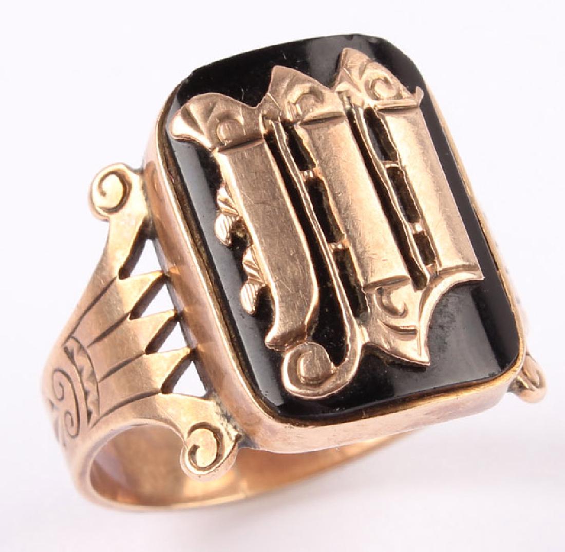 MEN'S 10K ROSE GOLD ONYX INSIGNIA RING (1 of 5)
