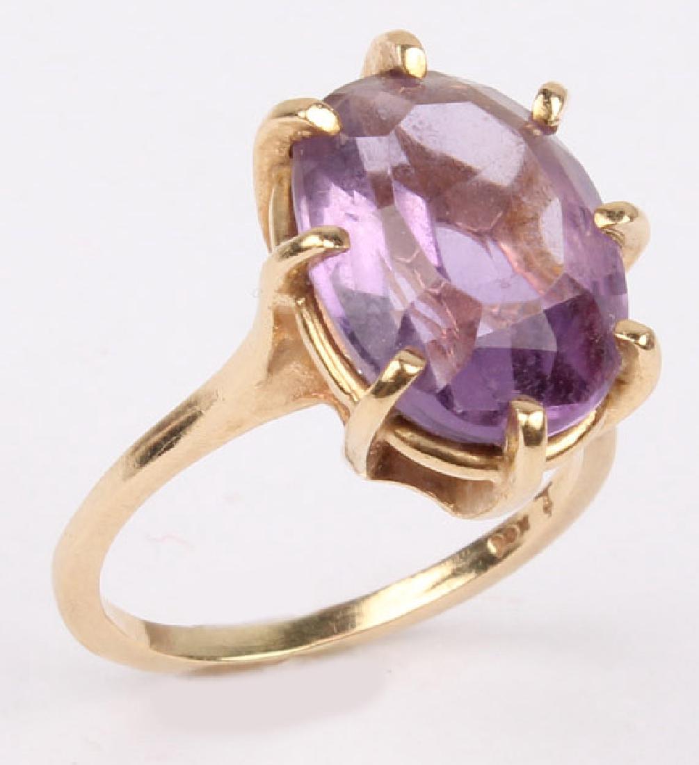 LADIES 14K YELLOW GOLD AMETHYST SOLITAIRE RING (1 of 3)