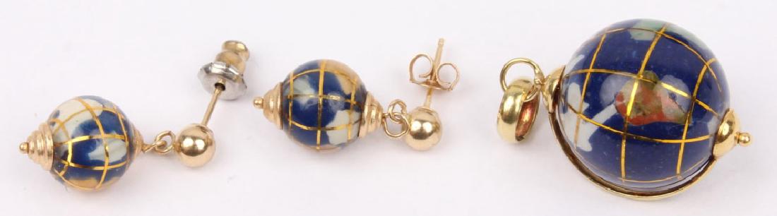 LADIES 14K YELLOW GOLD GLOBE EARRING & PENDANT SET (1 of 3)