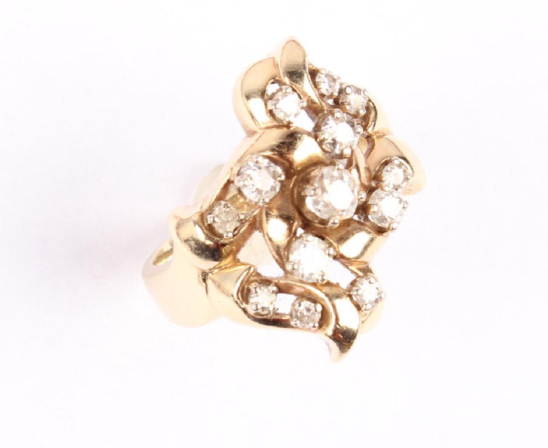 ANTIQUE LADIES 14K YELLOW GOLD DIAMOND RING (1 of 3)