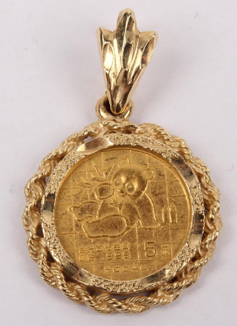 1/20TH GOLD PANDA SET IN 14K GOLD PENDANT BEZEL (1 of 3)