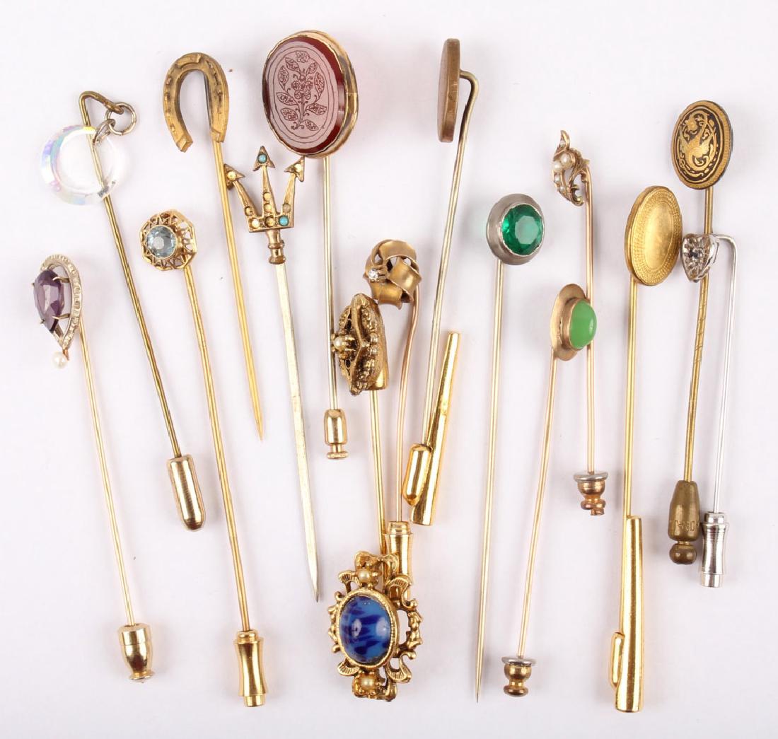 15 ASSORTED ANTIQUE STICK PINS 19TH 20TH CENTURY (1 of 5)