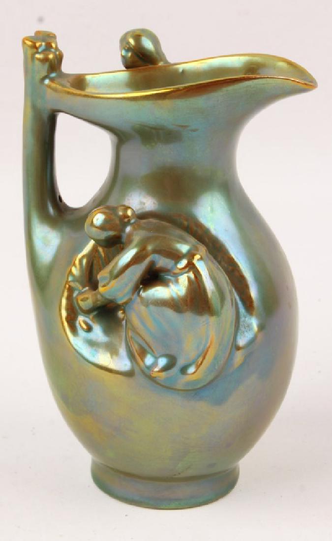 ZSOLNAY EOSIN POTTERY FIGURAL PITCHER (1 of 4)