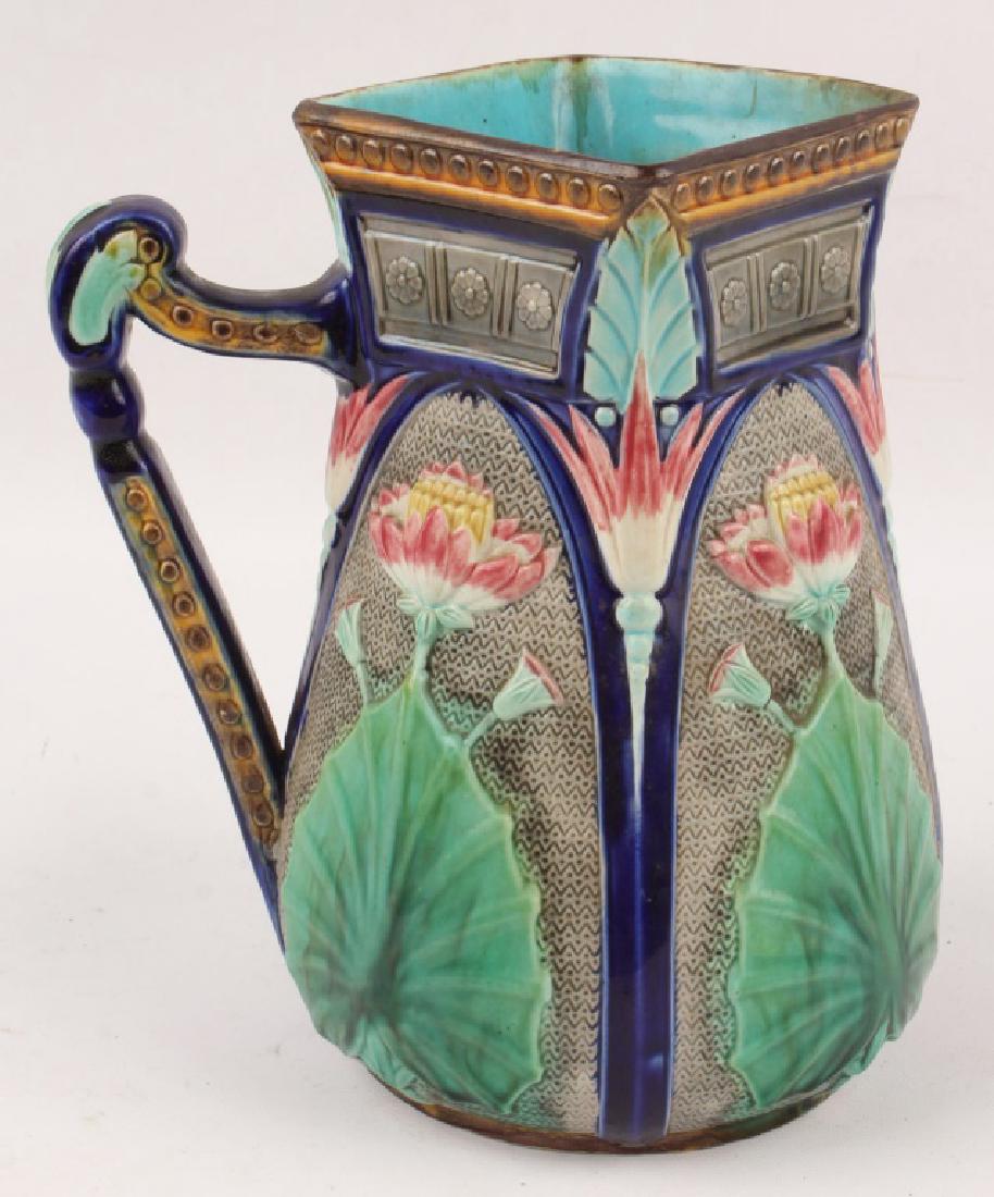 COPELAND MAJOLICA EGYPTIAN LOTUS MOTIF PITCHER (1 of 5)