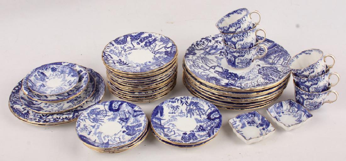 38 PC ROYAL CROWN DERBY BLUE MIKADO DINNER SET