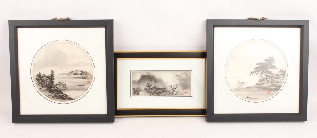 3 ANTON WANG INK ON SILK PAINTINGS (1 of 6)