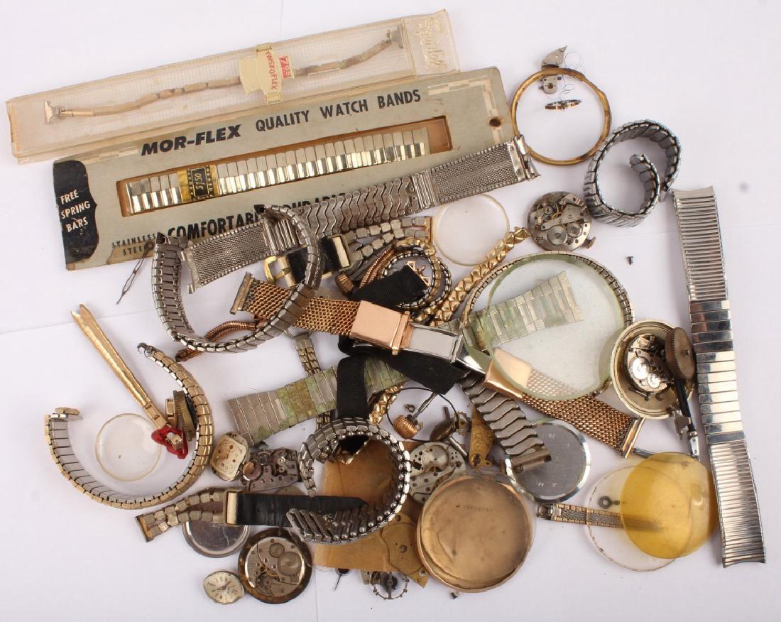 LARGE LOT OF WRIST WATCH PARTS CASES & BRACELETS (1 of 5)
