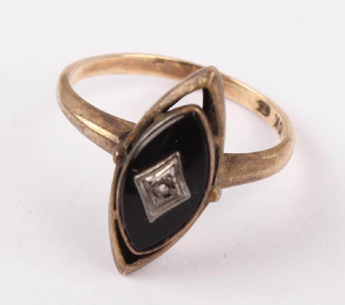 10K YELLOW GOLD DIAMOND ONYX RING (1 of 3)