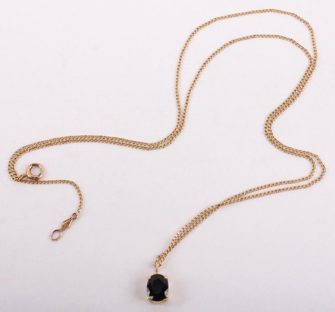 14K YELLOW GOLD SAPPHIRE SOLITAIRE NECKLACE (1 of 2)