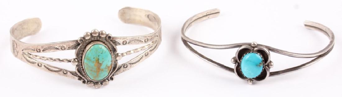 2 STERLING SILVER TURQUOISE CUFF BRACELETS (1 of 5)