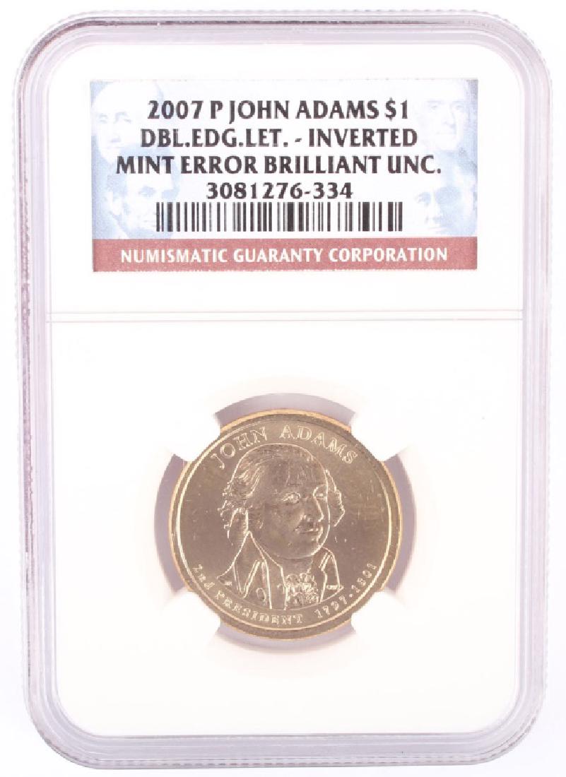 2007 P JOHN ADAMS $1 COIN INVERTED ERROR NGC (1 of 3)