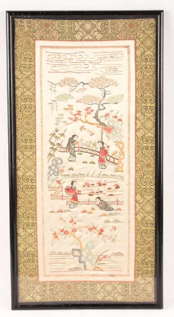FRAMED CHINESE SILK EMBROIDERY (1 of 5)