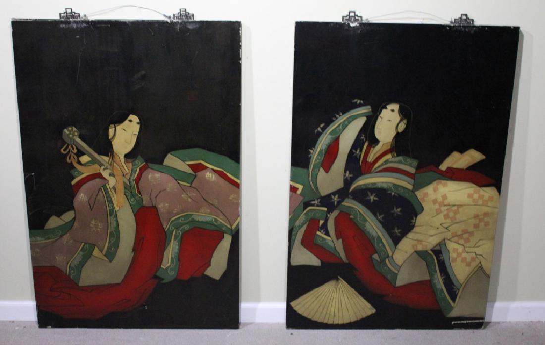 PAIR OF LARGE CHINESE LACQUER WALL HANGINGS (1 of 4)