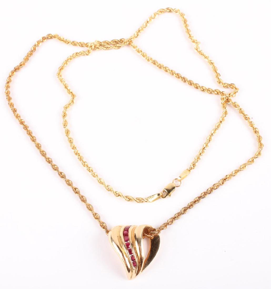 LADIES 14K YELLOW GOLD RUBY NECKLACE (1 of 4)