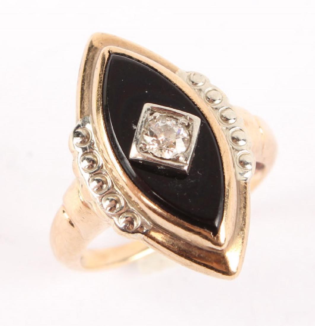 10K YELLOW GOLD ONYX & DIAMOND RING (1 of 2)
