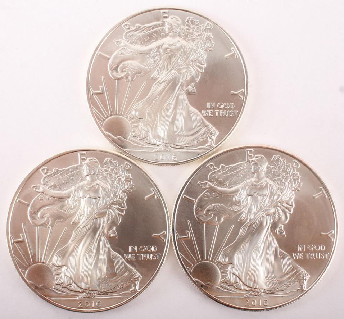 3 UNITED STATES 2016 AMERICAN SILVER EAGLES 1OZ (1 of 2)